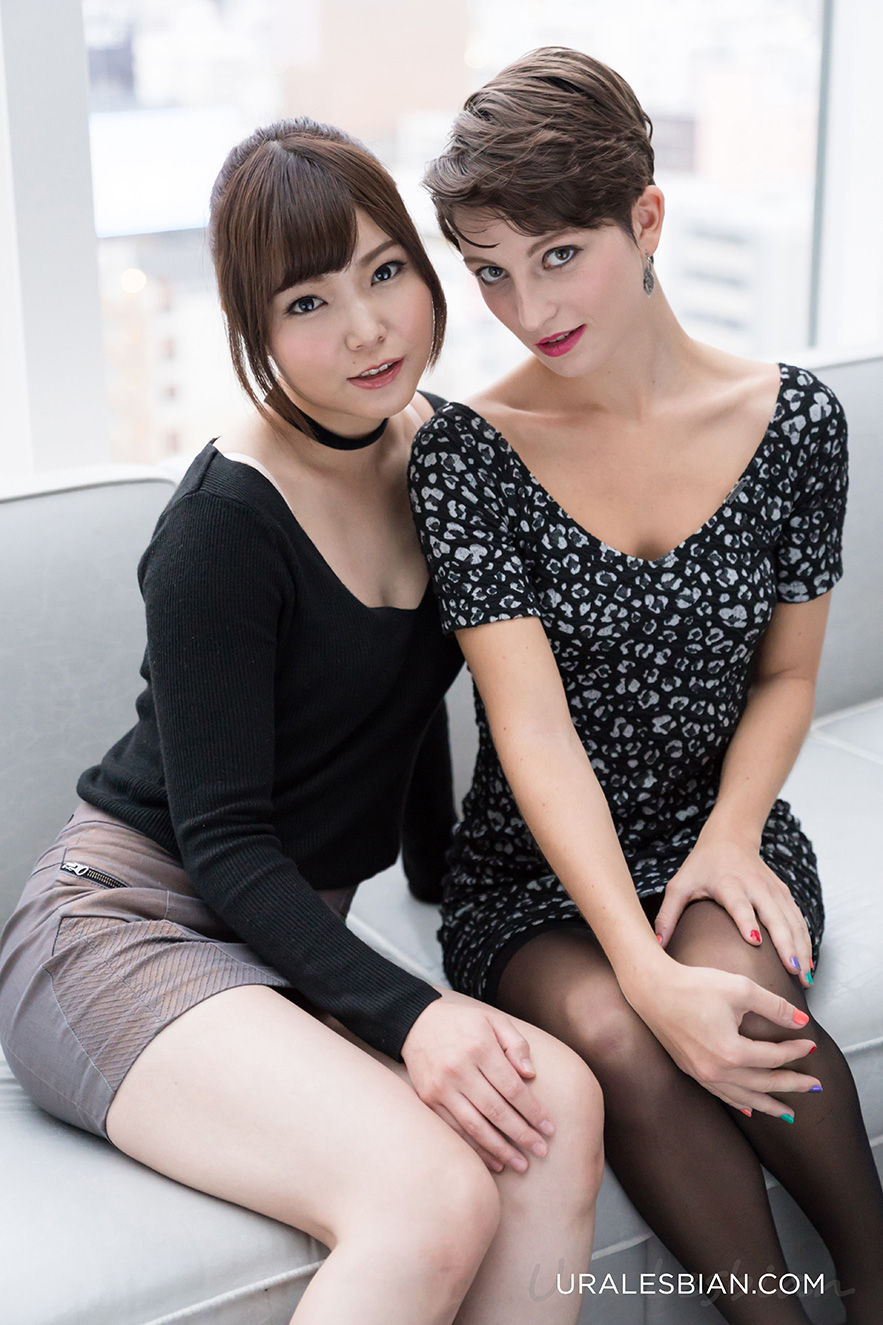 A short haired brunette posing with her Japanese girlfriend from Marie 